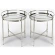 Home Square Modern Round Metal and Mirror End Table - Set of 2