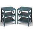 Home Square Modern Solid Wood End Table in Teal Finish - Set of 2