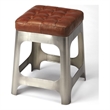 Home Square Iron and Leather Counter Stool in Brown - Set of 2