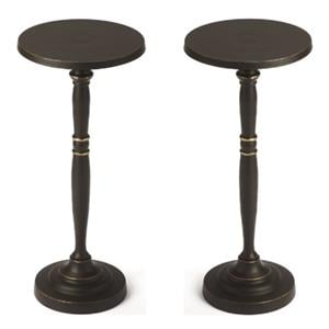 Home Square Solid Aluminum Metal End Table in Black - Set of 2