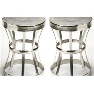 Home Square Modern Industrial Chic End Table in Silver - Set of 2