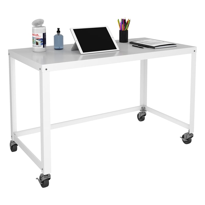 Home Square 2-Piece Set with Mobile Metal Desk and Lateral File Cabinet