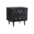 Home Square 2 Drawer Wood Geo Texture Nightstand in Black - Set of 2