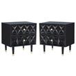 Home Square 2 Drawer Wood Geo Texture Nightstand in Black - Set of 2