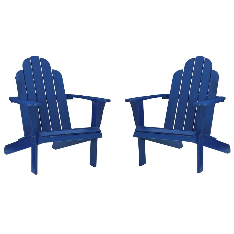 Home Square Classic Wood Outdoor Chair in Blue Finish - Set of 2