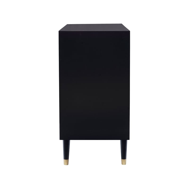Home Square 2-Piece Set with Nightstand and Six Drawer Dresser in Black