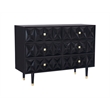 Home Square 2-Piece Set with Nightstand and Six Drawer Dresser in Black