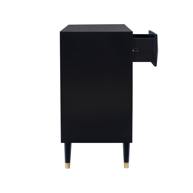Home Square 2-Piece Set with Nightstand and Six Drawer Dresser in Black