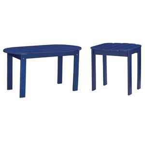 Home Square 2-Piece Set with Outdoor Coffee Table and End Table in Blue
