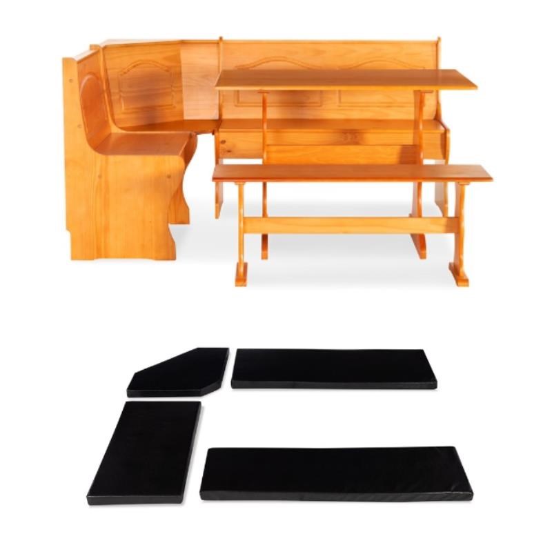 Home Square 2-Piece Set with Corner Dining Nook Set & Cushion Set in Dark Brown