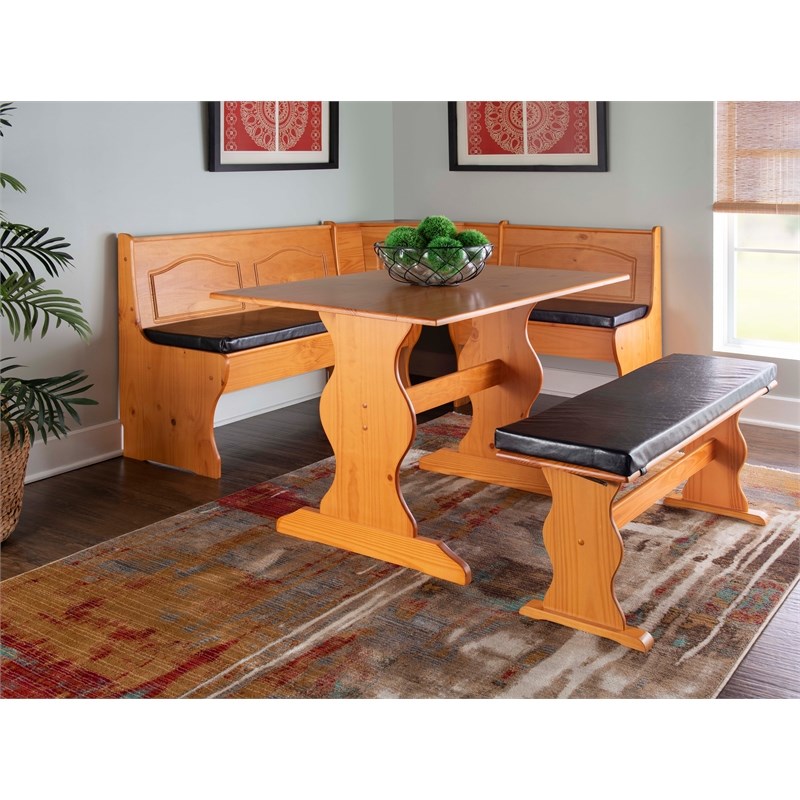 Home Square 2-Piece Set with Corner Dining Nook Set & Cushion Set in Dark Brown