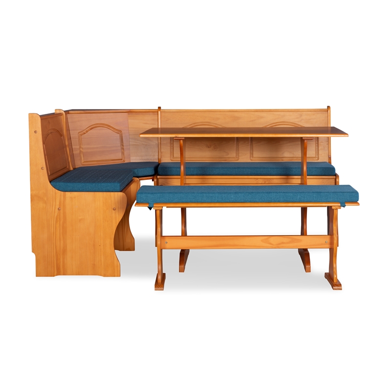Home Square 2-Piece Set with Corner Dining Nook Set and Cushion Set in Blue
