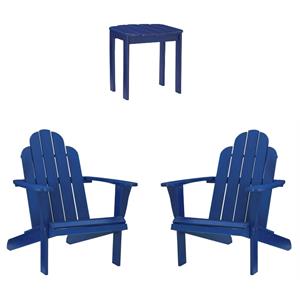 Home Square 3-Piece Set with Outdoor End Table and 2 Chairs in Blue