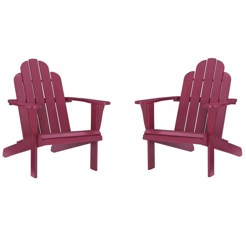 Home Square Solid Wood Outdoor Chair in Red Finish - Set of 2