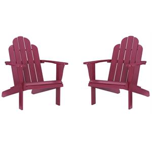 home square solid wood outdoor chair in red finish - set of 2