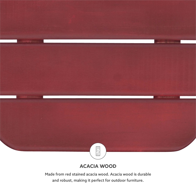 Home Square 2-Piece Set with Outdoor Coffee Table and Side Table in Red