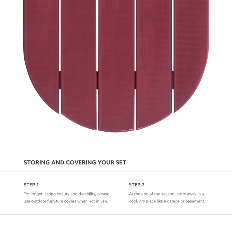 Home Square 2-Piece Set with Outdoor Coffee Table and Side Table in Red