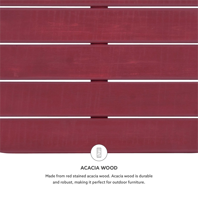 Home Square 2-Piece Set with Outdoor Coffee Table and Side Table in Red