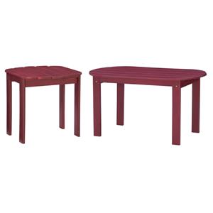 Home Square 2-Piece Set with Outdoor Coffee Table and Side Table in Red