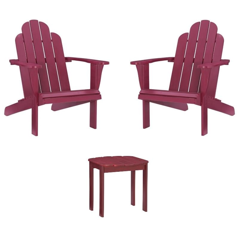 Home Square 3-Piece Set with Outdoor Side Table and 2 Chairs in Red