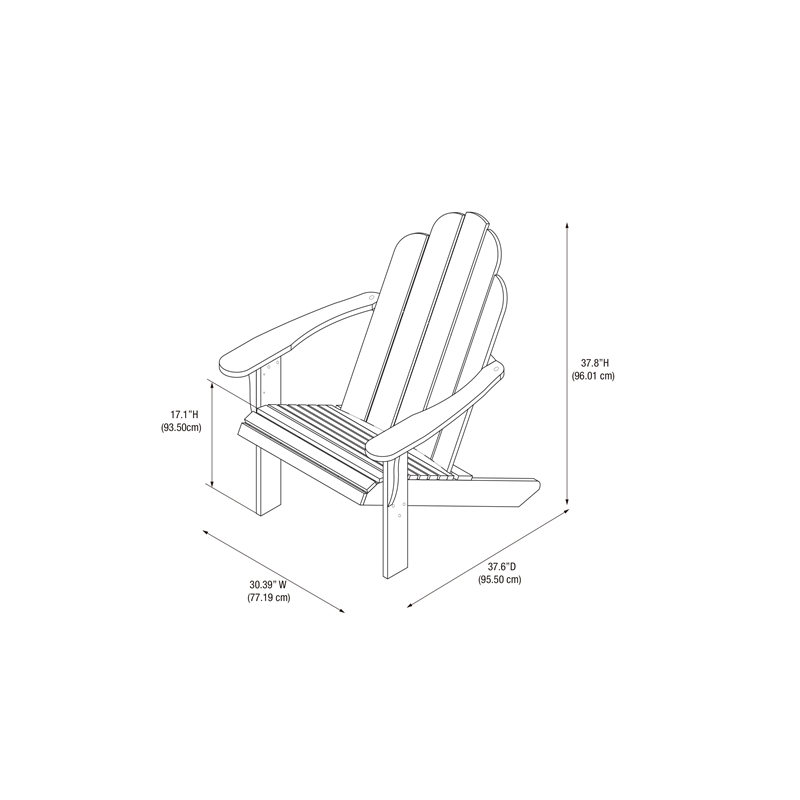 Home Square Solid Wood Outdoor Chair in White Finish - Set of 2