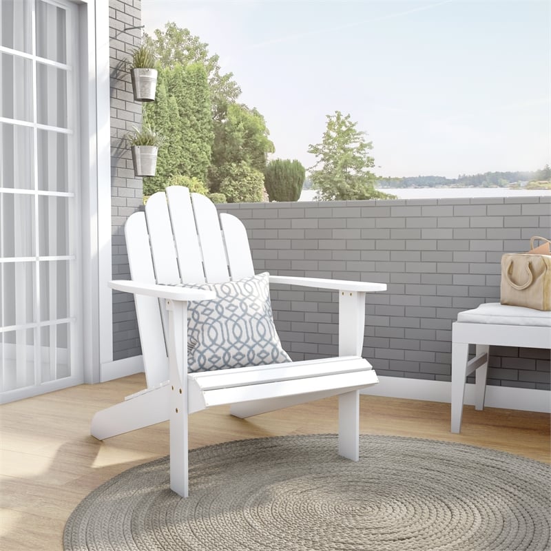 Home Square Solid Wood Outdoor Chair in White Finish - Set of 2