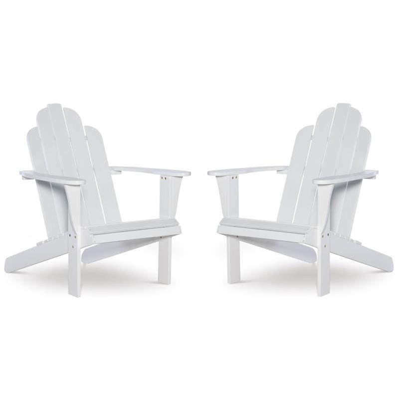 Home Square Solid Wood Outdoor Chair in White Finish - Set of 2