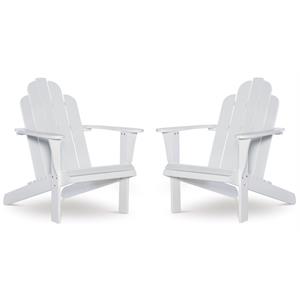 Home Square Solid Wood Outdoor Chair in White Finish - Set of 2