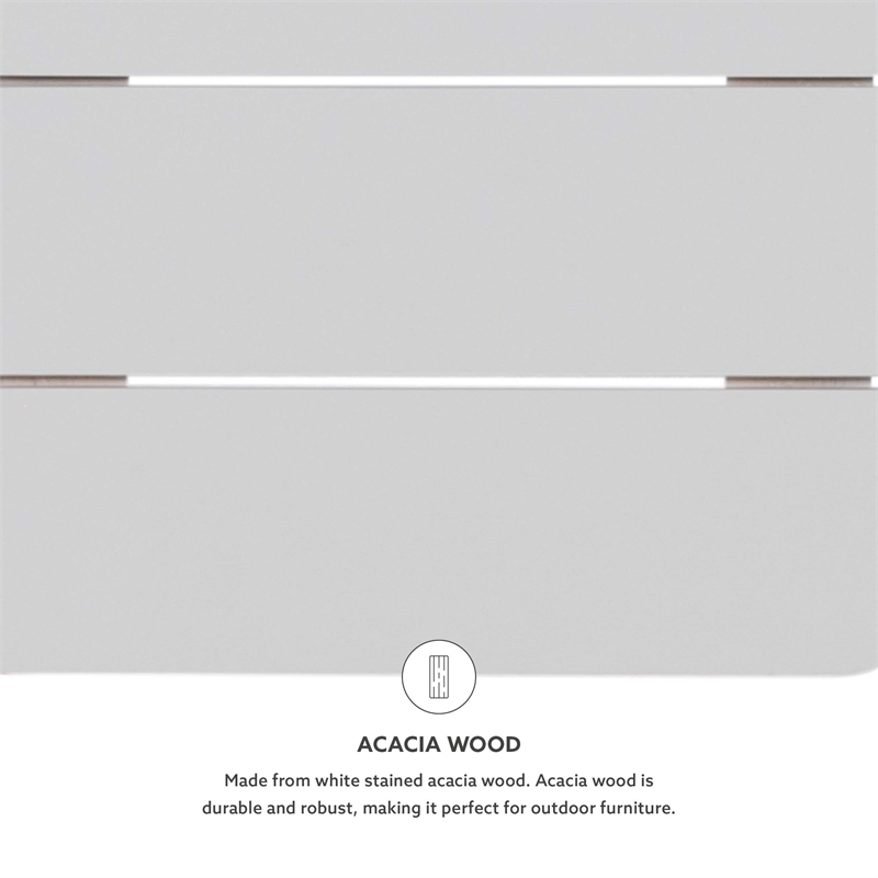 Home Square 3-Piece Set with Outdoor Side Table and 2 Chairs in White