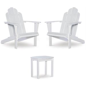 Home Square 3-Piece Set with Outdoor Side Table and 2 Chairs in White