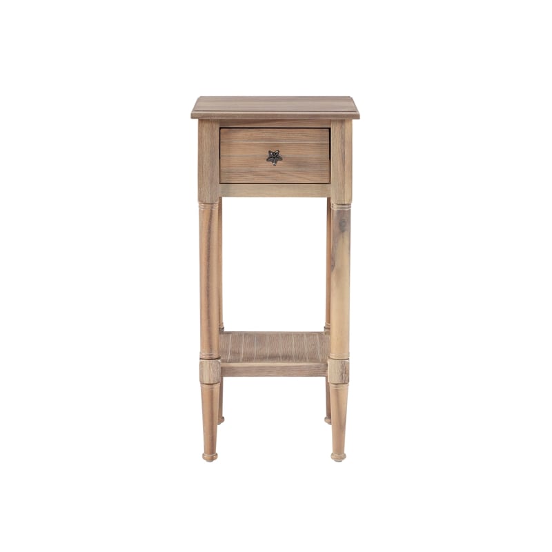 Home Square Wood Accent Starfish Coastal Side Table in Natural - Set of 2