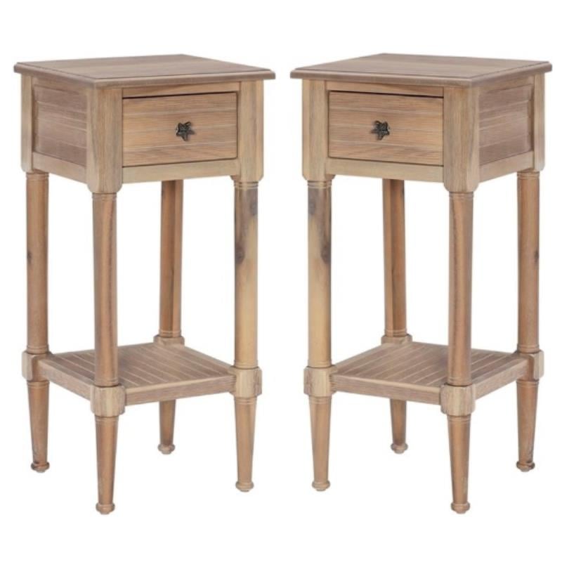 Home Square Wood Accent Starfish Coastal Side Table in Natural - Set of 2