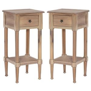 Home Square Wood Accent Starfish Coastal Side Table in Natural - Set of 2