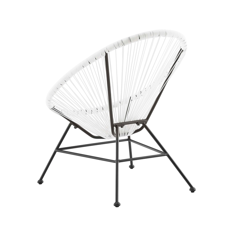 Home Square Outdoor Metal Single Chair in White Finish - Set of 2