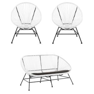 Home Square 3-Piece Set with 2 Single Chairs and Loveseat in White