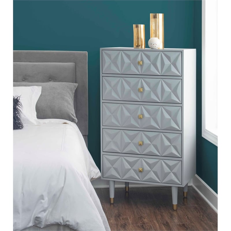 Home Square 4-Piece Set with 2 Nightstands & Dresser & 5 Drawer Chest
