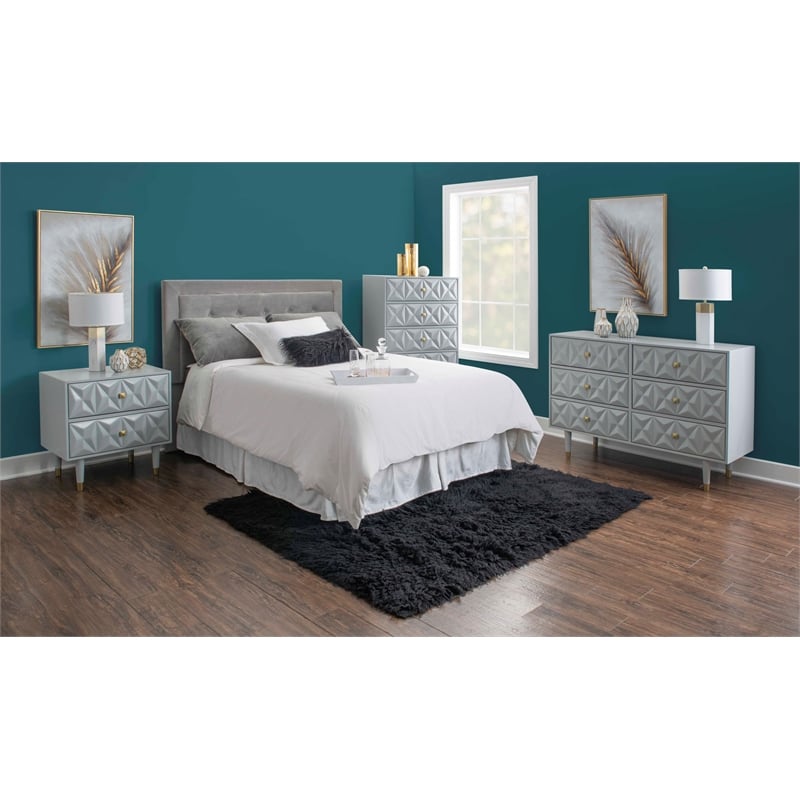 Home Square 4-Piece Set with 2 Nightstands & Dresser & 5 Drawer Chest
