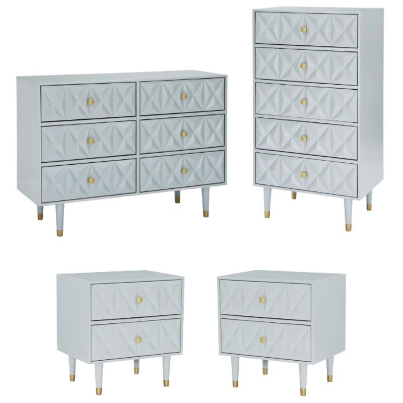 Home Square 4-Piece Set with 2 Nightstands & Dresser & 5 Drawer Chest