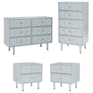 Home Square 4-Piece Set with 2 Nightstands & Dresser & 5 Drawer Chest