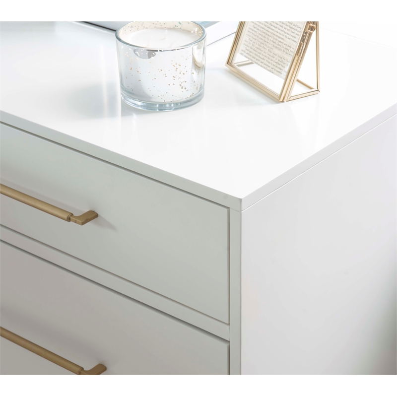 Home Square Wood Two Drawer Nightstand in White Finish - Set of 2