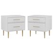 Home Square Wood Two Drawer Nightstand in White Finish - Set of 2