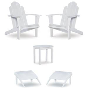 Home Square 5-Piece Set with Side Table & 2 Chairs & 2 Ottoman