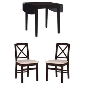 Home Square 3-Piece Set with Dining Table and Two Dining Chairs in Black