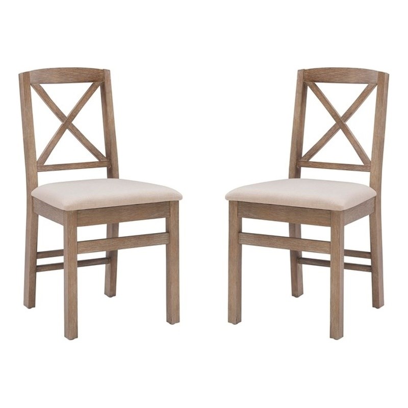 Home Square 3-Piece Set with Dining Table and Two Dining Chairs in Washed Gray