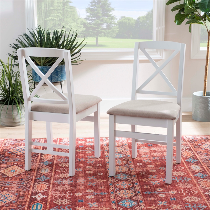 Home Square 3-Piece Set with Dining Table and Two Dining Chairs in White