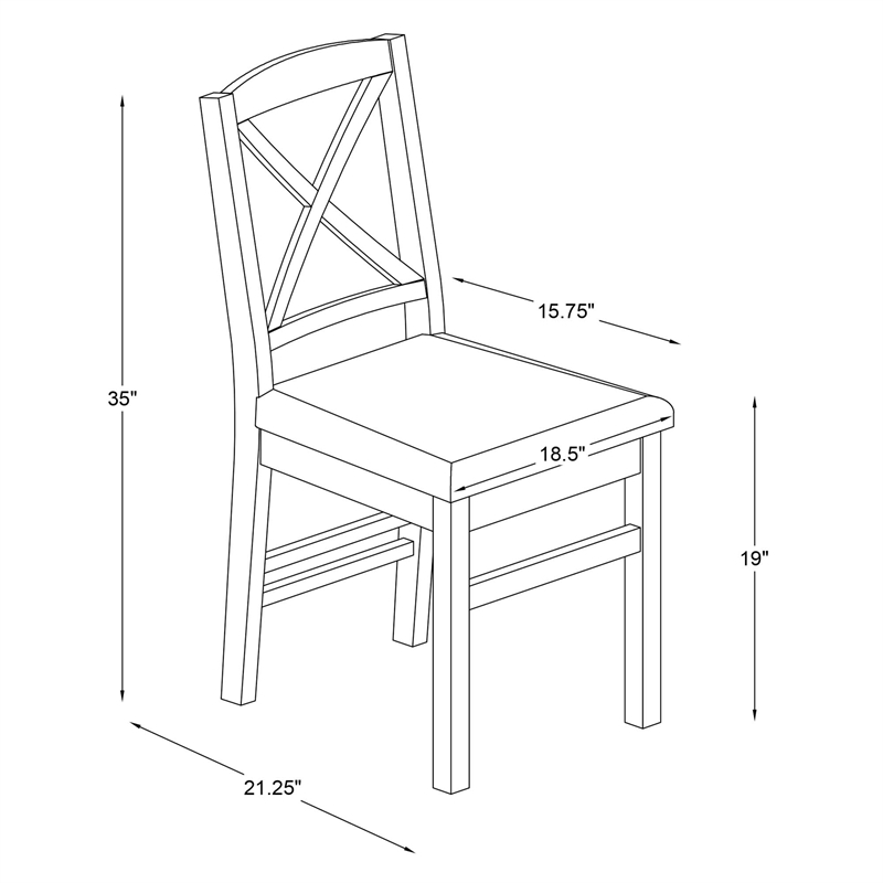 Home Square 3-Piece Set with Dining Table and Two Dining Chairs in White