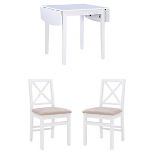 Home Square 3-Piece Set with Dining Table and Two Dining Chairs in White