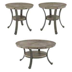 Home Square 3-Piece Set with Coffee Table and 2 Accent Tables in Pewter