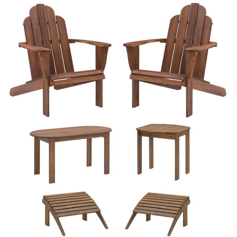 Home Square 6-Piece Set with Side Table & Coffee Table & 2 Chairs & 2 Ottomans
