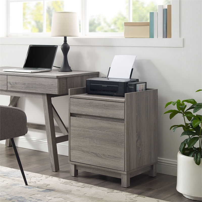 Home Square 2-Piece Set with Filing Cabinet and Five Shelf Ladder Bookcase
